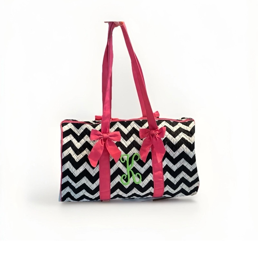 Chevron Black and Pink Tote‎ Bag